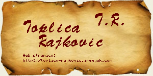 Toplica Rajković vizit kartica